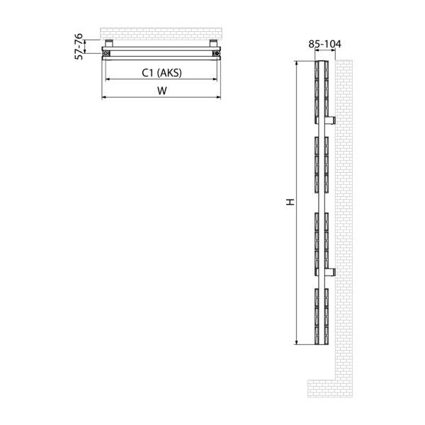 Bell Anthracite Aluminum Towel Warmer Radiator-1515x500-Techinical-Detail